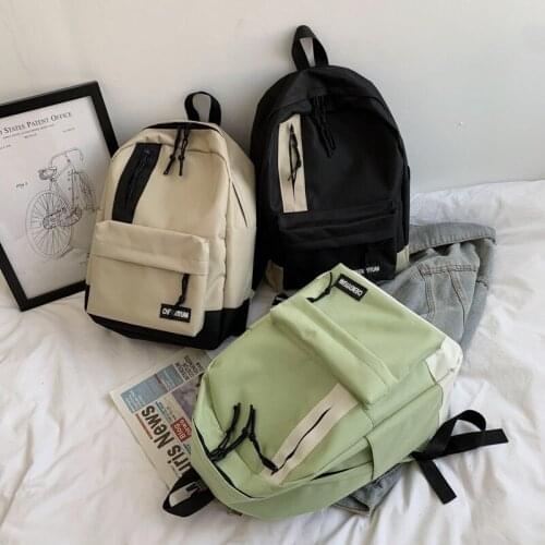 Fashion Womens Backpack Harajuku Style Solid Color Large Capacity Schoolbag For Girls Nylon Waterproof Traveling 2021 Mochila