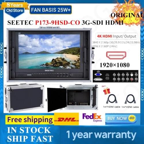 SEETEC P173-9HSD-CO 17.3 Inch IPS 3G-SDI 4K Broadcast Monitor with AV YPbPr Carry-on LCD Director Monitor with Suitcase