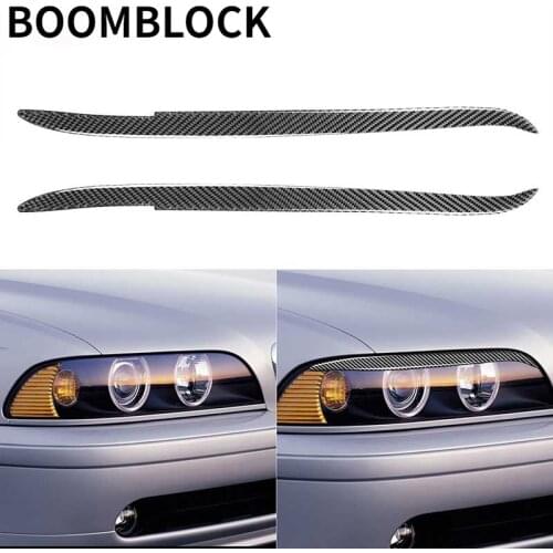 Real Carbon Fiber Headlight Eyebrow Eyelids Trim Exterior Mouldings Decoration for BMW E39 1997 1998 1999 2000 2001 2002 2003