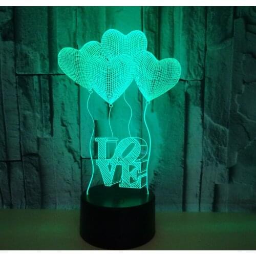 Valentines Day Gift For Girlfriend 7 Color Change 3d Hologram Love Heart Lamp Usb Acrylic Lights Anniversary Wife Present