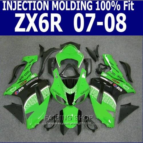 Popular color zx6r 2007 2008 Fairing kit For Kawasaki Ninja 07 08 Fairings (100%fit Bodywork kits) S34
