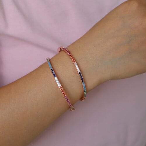 Popular fashion rainbow bangle&bracelet chic zircon colorful bangle simple design girls delicate bracelet inner diamater 56-58mm