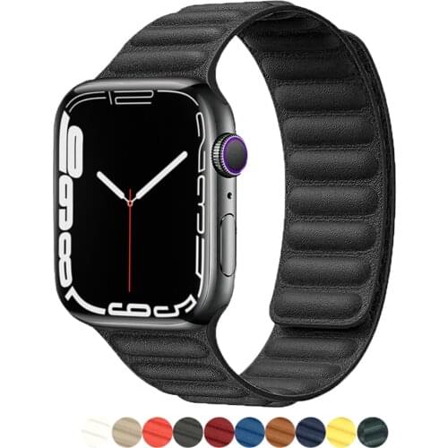 Leather link for Apple Watch band 44mm 40mm 42mm 38mm iwatch strap apple watch 6 5 4 3 2 1 SE leather loop buckle bracelet belt