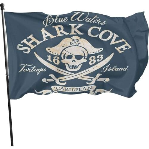 Retro Pirate Shark Cove Island Garden Flag Banner Fly House Indoor Outdoor Home Boat Yacht Car Decorations