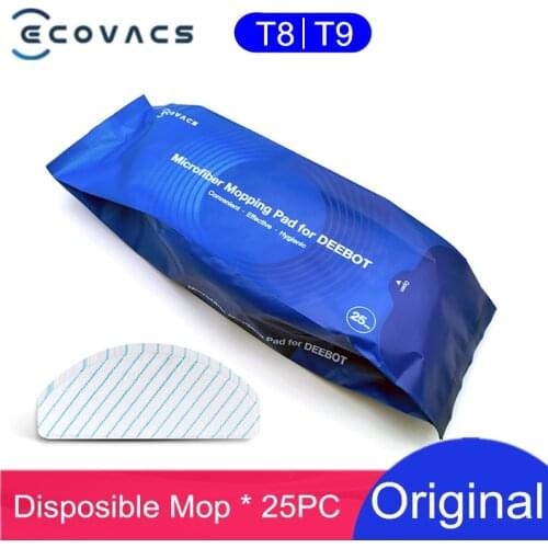 Original ECOVACS T8 Accessory Parts Disposible Mop Cloth Microfiber Mopping Pad 25 pcs for Deebot T8 Max T9 AIVI Series