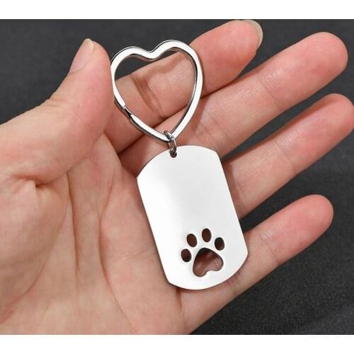 DIY Custom Dog Buckle Stainless Steel Lettering Keychain Love Heart-shaped Key Ring Square Dog Tag Army Card Engraving Pendant