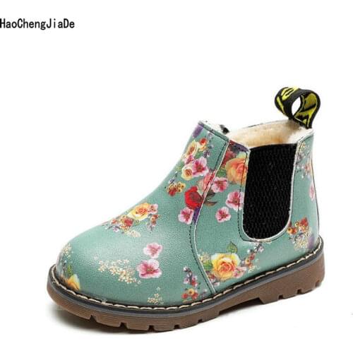 New Fashion Children Snow Boots Flower Warm Plush Winter Quality Cotton Boots Boys Girls Thick Fur Inside Soft Soles Kids shoes