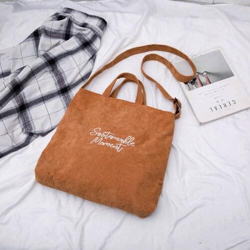 Corduroy Tote Bag Shopper Bags 2021 Women Shoulder Bags Fashion Large Capacity Solid Color Embroidered Letters Designer Handbags