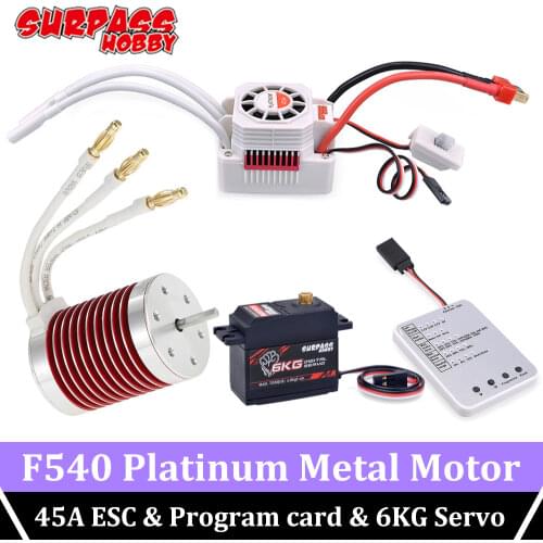 SURPASS HOBBY F540 Motor Brushless 3000KV 3300KV 3930KV Platinum 45A ESC 6kg Servo Metal Gear Program Card for 1/10 1/12 RC Car
