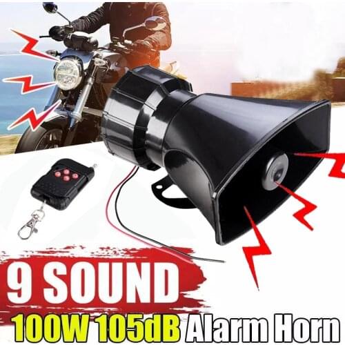 12V 100W Universal Wireless Loud Trumpet Alarm Horn Speaker Warning Alarm Reversing Horn for Car Truck Bus Van Boat