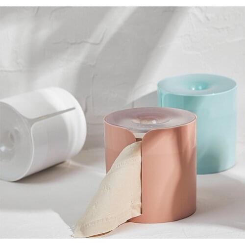 Creative Waterproof Cylindrical Toilet Paper Holder Household Living Room Bathroom Wall-mounted Plastic Roll Paper Box 4 Colors