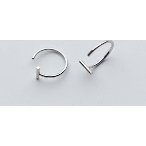 100% 925 Sterling Silver Round Geometric Stud Earrings For Women Prevent Allergy Sterling-silver-jewelry boucle d'oreille A050