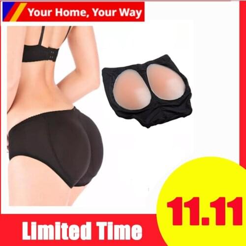Buttocks Women Silicone Pad Padded Panties False Butt Lift With Silicone Pads Removable Hip Butt Enhancer Fake Ass Black M