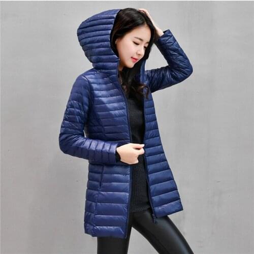 90% White Light Duck Down Coat Jackets Womens Winter Coat Parkas Female Ultra Light Down Jacket Basic Coats Hooded Long Outwear