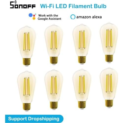 1-10pcs SONOFF 7W E27 Smart Wi-Fi LED Filament Bulb Light For eWelink APP 220-240V Automation Compatible With Alexa Google Home