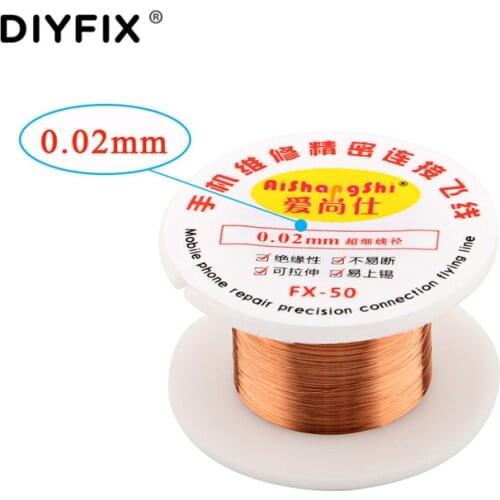 DIYFIX 1Pc 0.02mm 50m PCB Link Wire Soldering Wire Copper Jump Line for iPhone CellPhone Chip Welding Maintenance Repair Tools