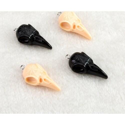 10pcs skull bird charms Flatback resin Punk Raven For Necklace Keychain Pendant DIY Making Accessories