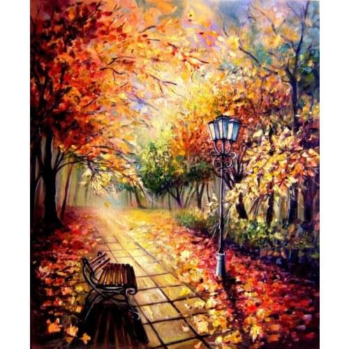 14/16/18/28 Autumn park Gold Needlework,People Bricolage Woods DMC Cross stitch,Embroidery kits 14CT Canvas