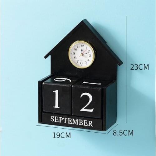 6.1 x 3.9 x 2.9 inches Wooden Desk Blocks Calendar - Perpetual Block Month Date Display Home Office Decoration
