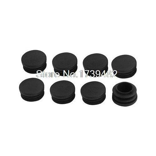 8 Pcs Black Plastic 30mm Dia Round Tubing Pipe Insert Caps Covers