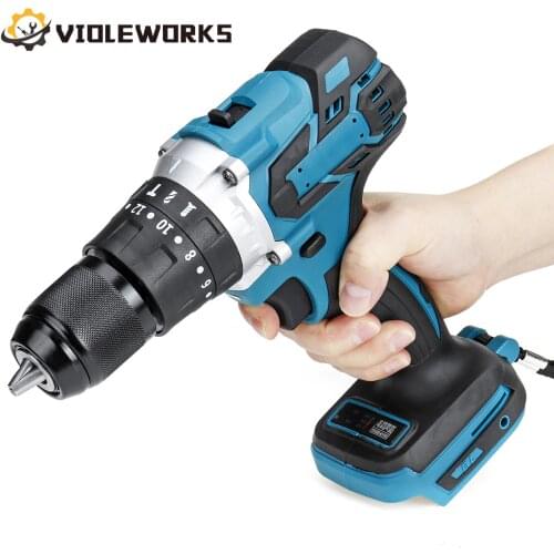 3 in 1 Brushless Electric Screwdriver Hammer Impact Drill 20+3 Torque With/Without Handle Cordless Drill for Makita 18V Battery