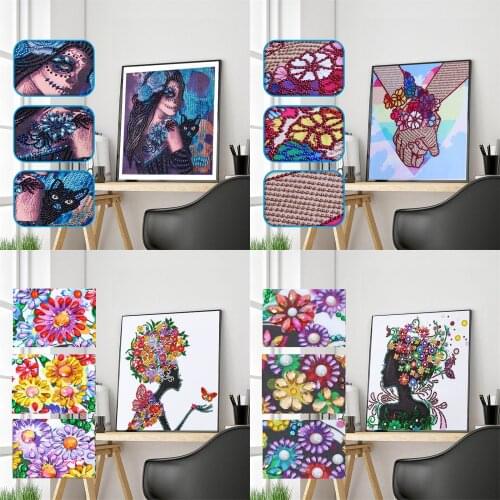 5D DIY Butterfly Flower Girl Diamond Embroidery Special Shape Diamond Cross Stitch Rhinestone Crystal Painting Home Decoration