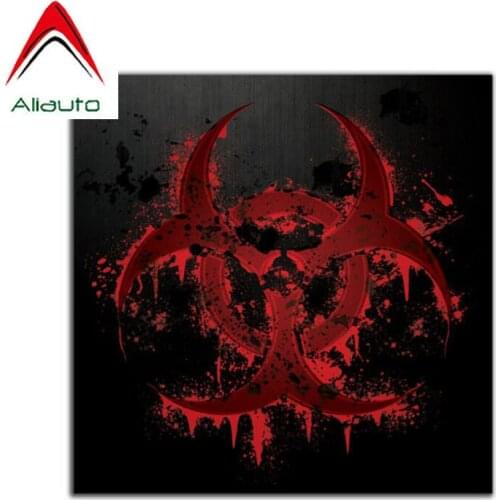 Aliauto Personality Caution Car Stickers Bloody Biohazard Decorative Waterproof Sunscreen Anti-UV Reflective Decals,13cm*13cm