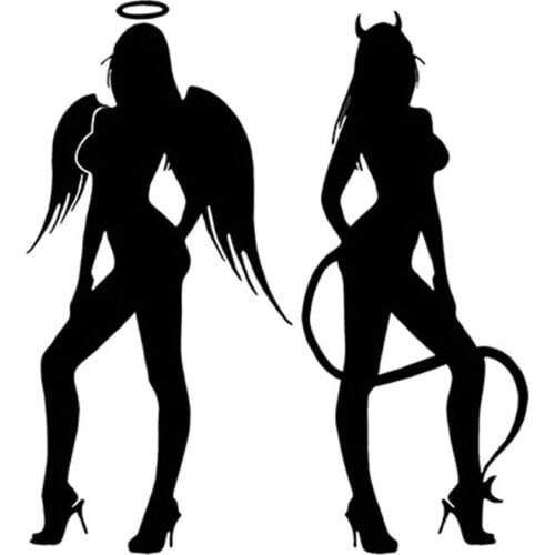 Car stying 12*13CM NAUGHTY ANGEL AND DEVIL Decorative Car Stickers Motorcycle Decals Car Accessories 11 Colour Jdm