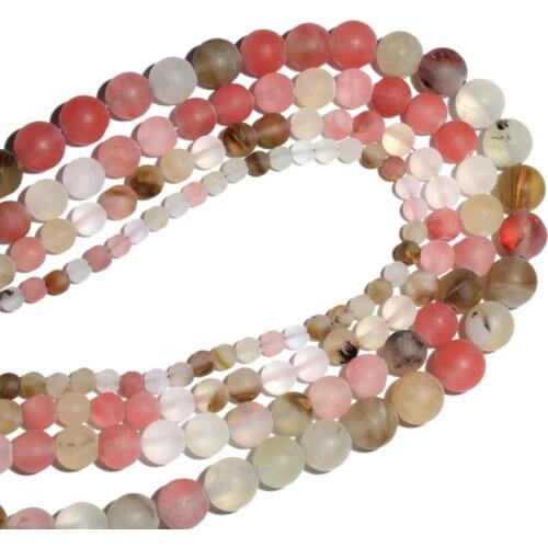 Natural Round Matte Colorful Volcano Cherry Quartz Loose Bead 4/6/8/10mm for DIY Jewelry Making Bracelet Accessories