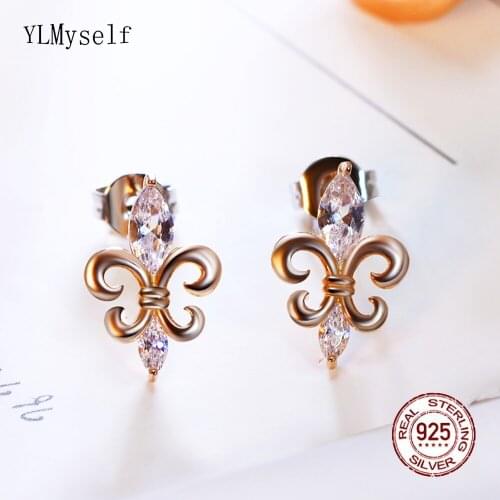 Pure 925 Silver Stud Earrings With Horseeye Shape Zircon Nice Fine Jewellery Jewelry For Young Girl