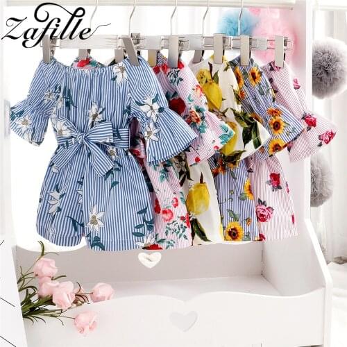 ZAFILLE Summer Overalls For Kids Clothes Girls Sunflower Baby Girl Summer Clothes Belted Children Jumpsuit For Girls
