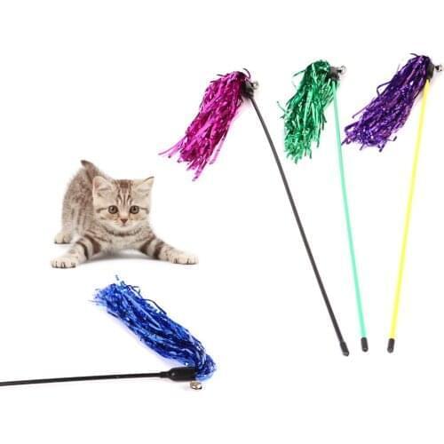 Pet Cat Teaser rod Reflective Strips Cat feather wand toy Cat Catcher Teaser Stick Cat interactive toys kitten training gatos