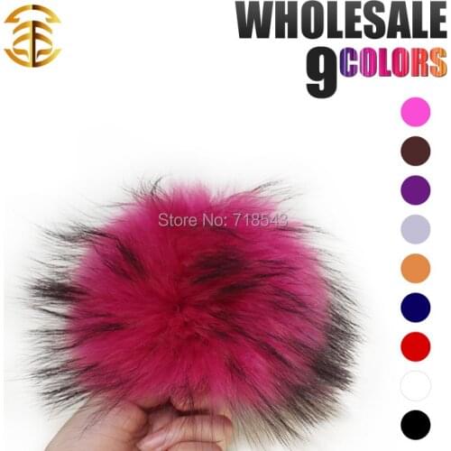 Handmade raccoon fur ball 12-13cm pom poms fur hat caps colours available gift for children accessory fur balls