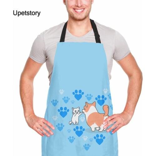 Upetstory Cute Puppy Printed Kitchen Sleeveless Apron Paw Pattern Chef Cooking Accessories Aprons Couples Pinafore for BBQ