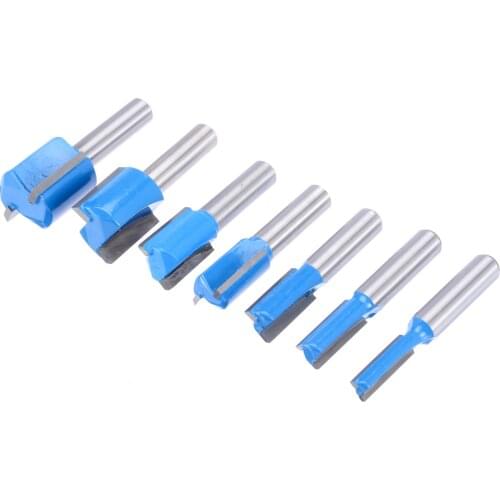 7pcs 6/8/10/12/14/18/20mm Diameter Router Bits 8mm Shank Straight/Dado Woodworking Cutter Set For Wood DIY Tools