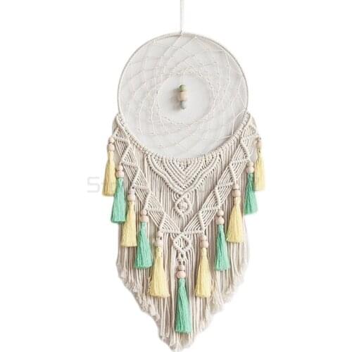 Handmade tapestry woven material bag national style decoration folk bedside tassel Wooden Bead Pendant