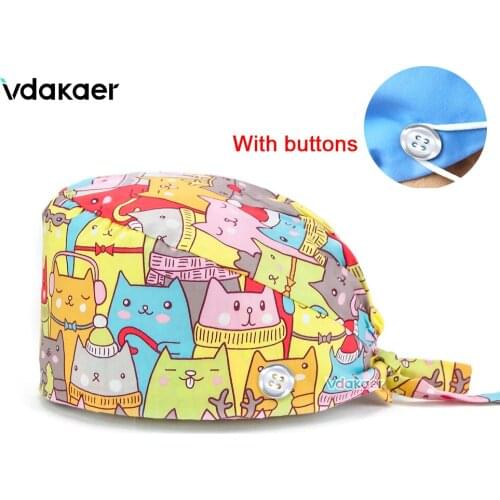 Printing cap doctor cap multicolor nurse scrub cap fashion casual gourd cap unisex bandage headband adjustable