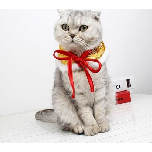 Chinese Style Spring Festival Winter Fluffy Pet Cat Dog Cloak Collar Tang Costume Merry Christmas New Year Gift Pet Supply