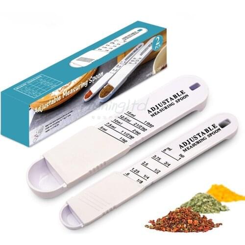 Two-piece adjustable plastic measuring spoon, seasoning combination measuring spoon, powdered sugar measuring spoon