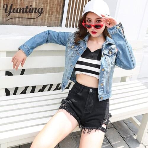 Solid Turn-Down Collar Classic Blue Hooded Jacket For Female Slim Casual Women Outwear Denim Pockets Coats