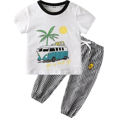 Toddler Boys Clothing Set Summer Cartoon Kids Clothes Short Sleeve Tops+Shorts 2 Pcs Suit BC909