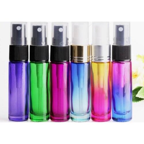 Wholesale 10 ml Gradient Colors Refillable Spray Bottles Mini Glass Atomizer Empty Perfume Bottle