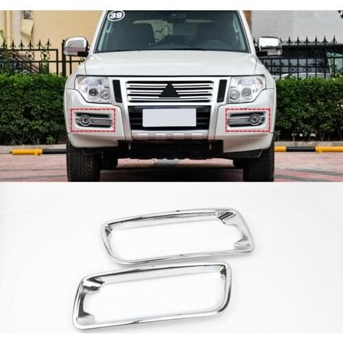 Front Fog Light Lamp Cover Trim for Mitsubishi Pajero 3 4 IV V73 V77 V80 V93 V95 V97 V98 Silver