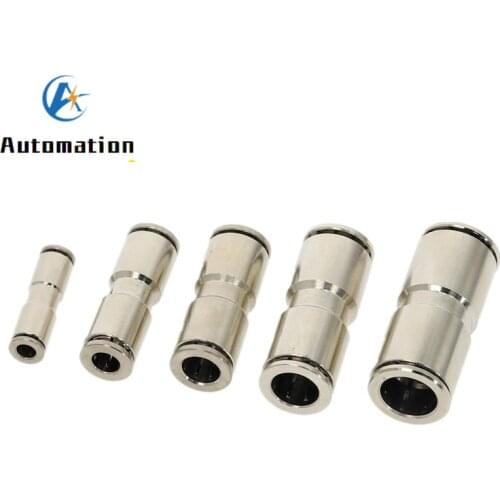 Nickel Plating on Pure Copper PU" 4 6 8 10 MM OD Hose Pipe Straight Push in Fitting Pneumatic Push to Connect Air Quick Fitting