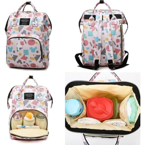 Disney New Mommy Bag Mickey Mouse Cartoon Harajuku Backpack with Diaper Bag High Capacity Women Outdoor Baby Nappy Bag Bottle
