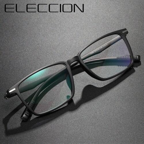 ELECCION Ultralight TR90 Glasses Frame Men High Quality Square Frames Optical Myopia Eyeglasses Male Spectacles Eyewear Black