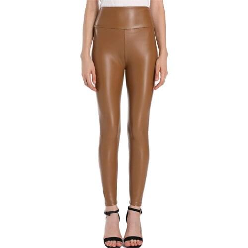 Autumn Fashion Faux Leather Leggings Matte High Waisted Pants Stretchy Plus Size Sexy Elastic Thin Black Women Leggings G2