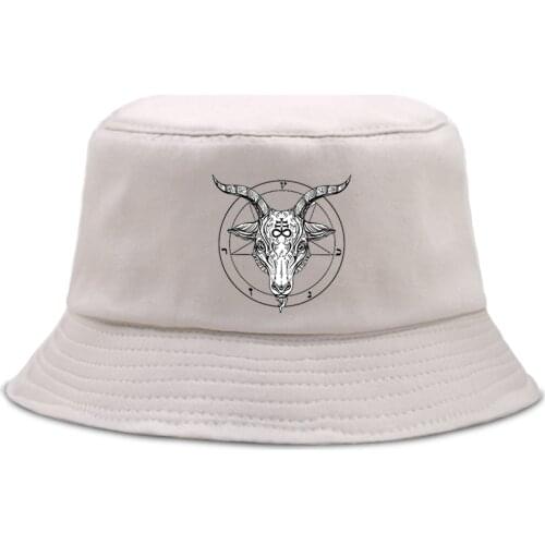 Cool Sheep Head Round Personality Women Fisherman Caps Foldable Casual MenS Panama Hat Harajuku Outdoor Bucket Hats For Man