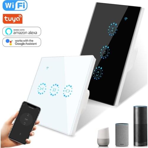 EU US WiFi Smart Curtain Blind Switch 10A for Roller Shutter Electric Motorized APP Remote Control Work with Alexa Google Home