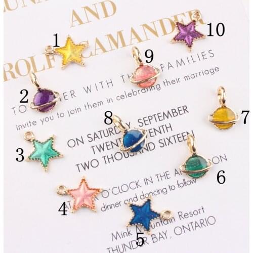 Planet and Stars Enamel Dangle Charms Pendant Jewellery for Necklace Bracelet 20Pcs/lot